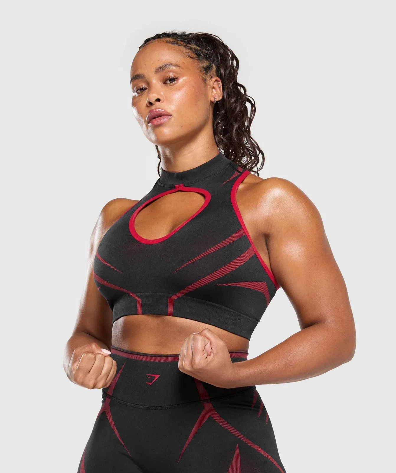 Gymshark Apex Lift Seamless Crop Top - Black/Carmine Red