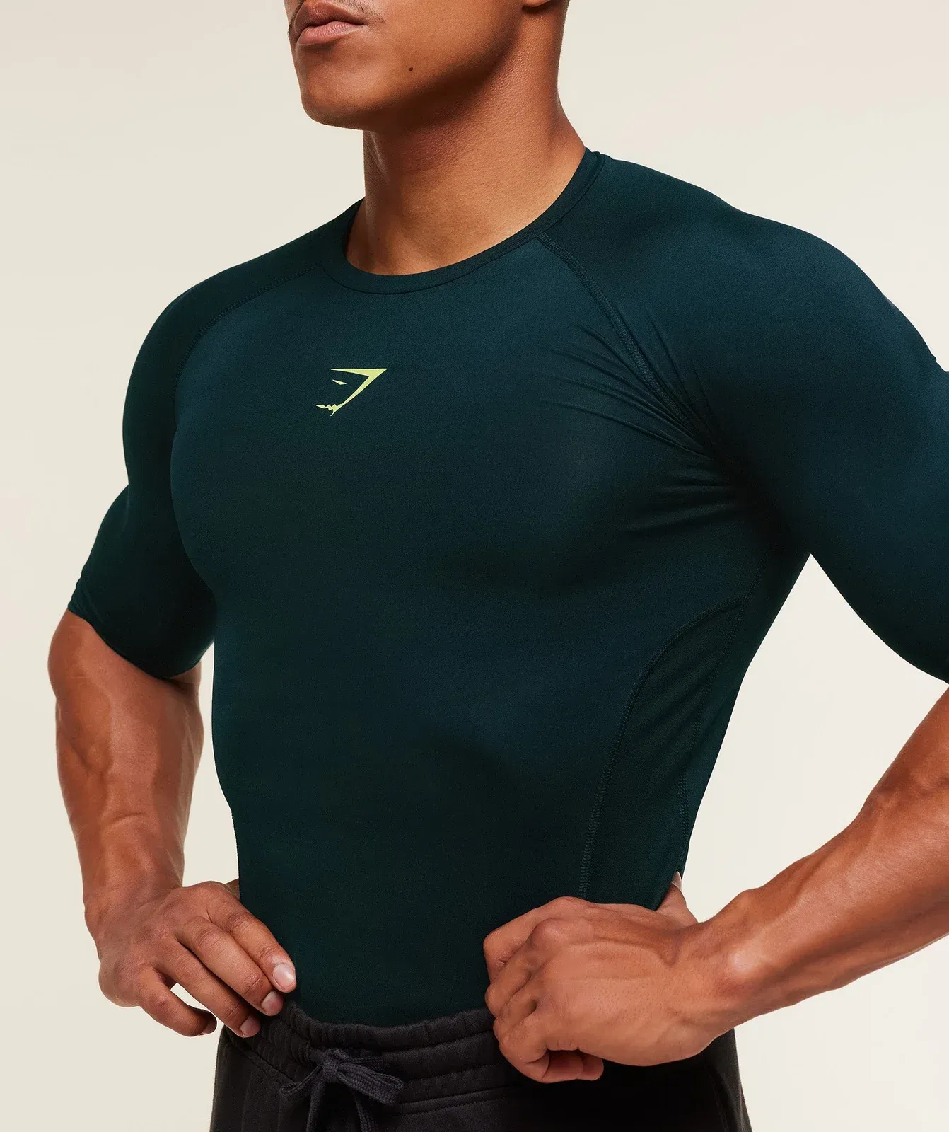 Gymshark Element Baselayer T-Shirt - Deep Petrol Blue/Sorbet Yellow