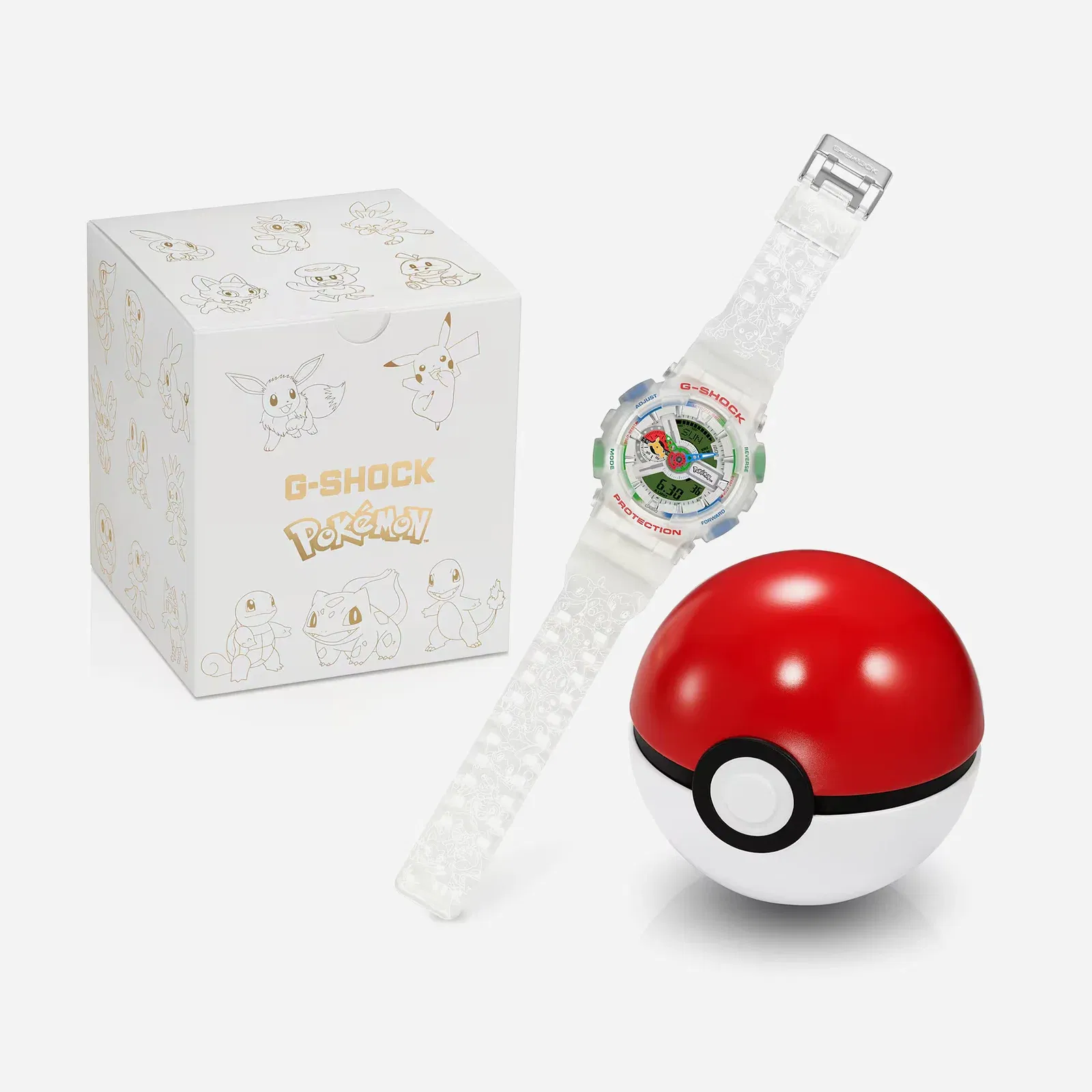 Casio G-Shock GA-110PKM-7A 30 Years of Pokemon Limited Edition White Dial Resin Strap Watch