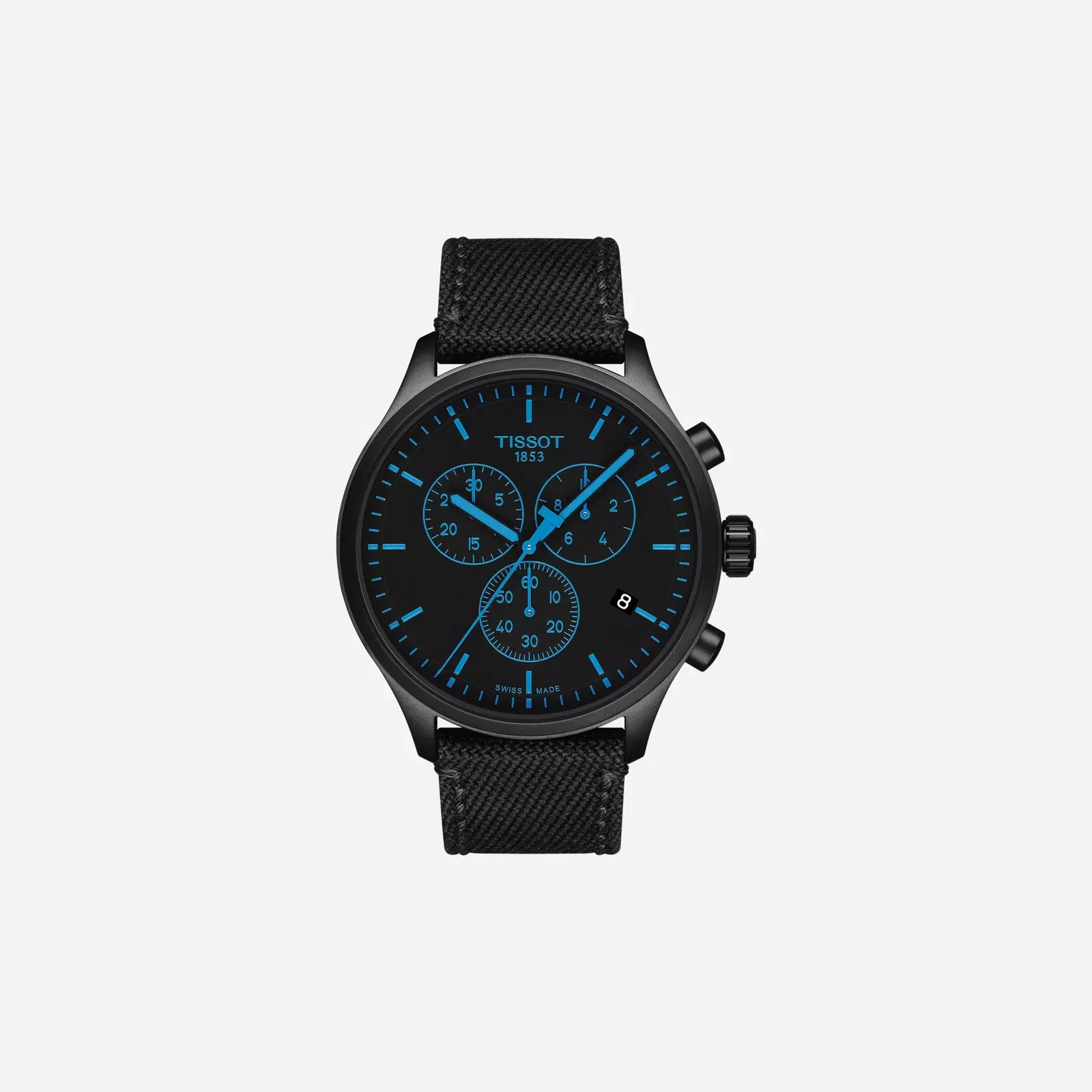 Tissot Chrono XL Black Dial Black Fabric Strap Watch