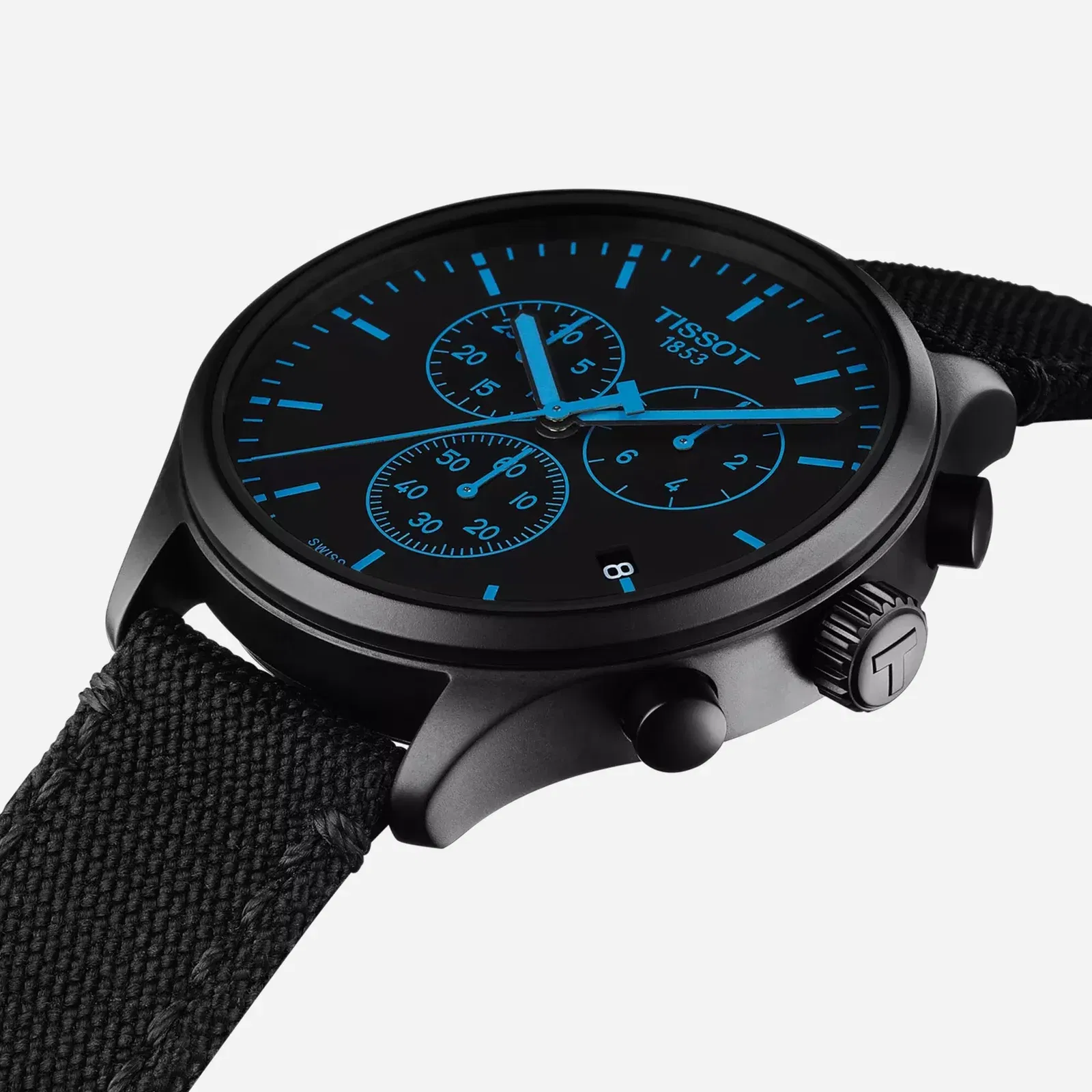 Tissot Chrono XL Black Dial Black Fabric Strap Watch