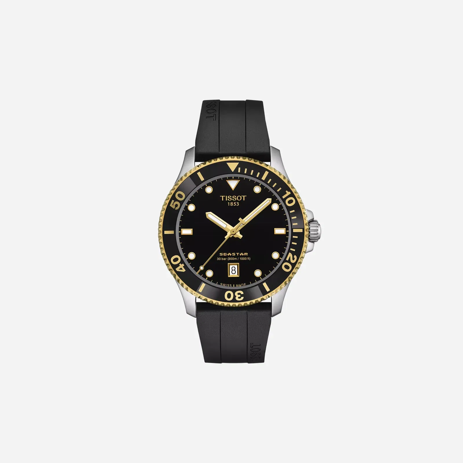 Tissot Seastar 1000 Quartz Black Yellow Gold Dial Rubber Strap 40mm