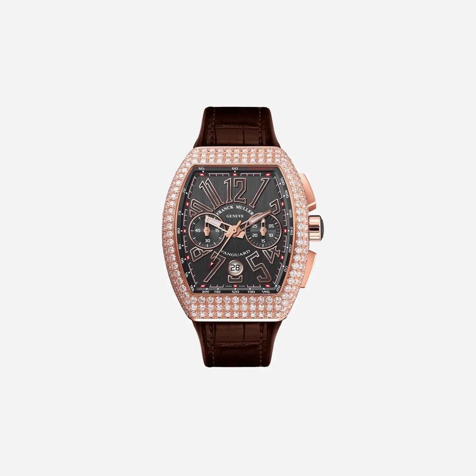 Franck Muller Vanguard Black Dial Leather Strap Watch - V 45 CC DT D (NR) 5N