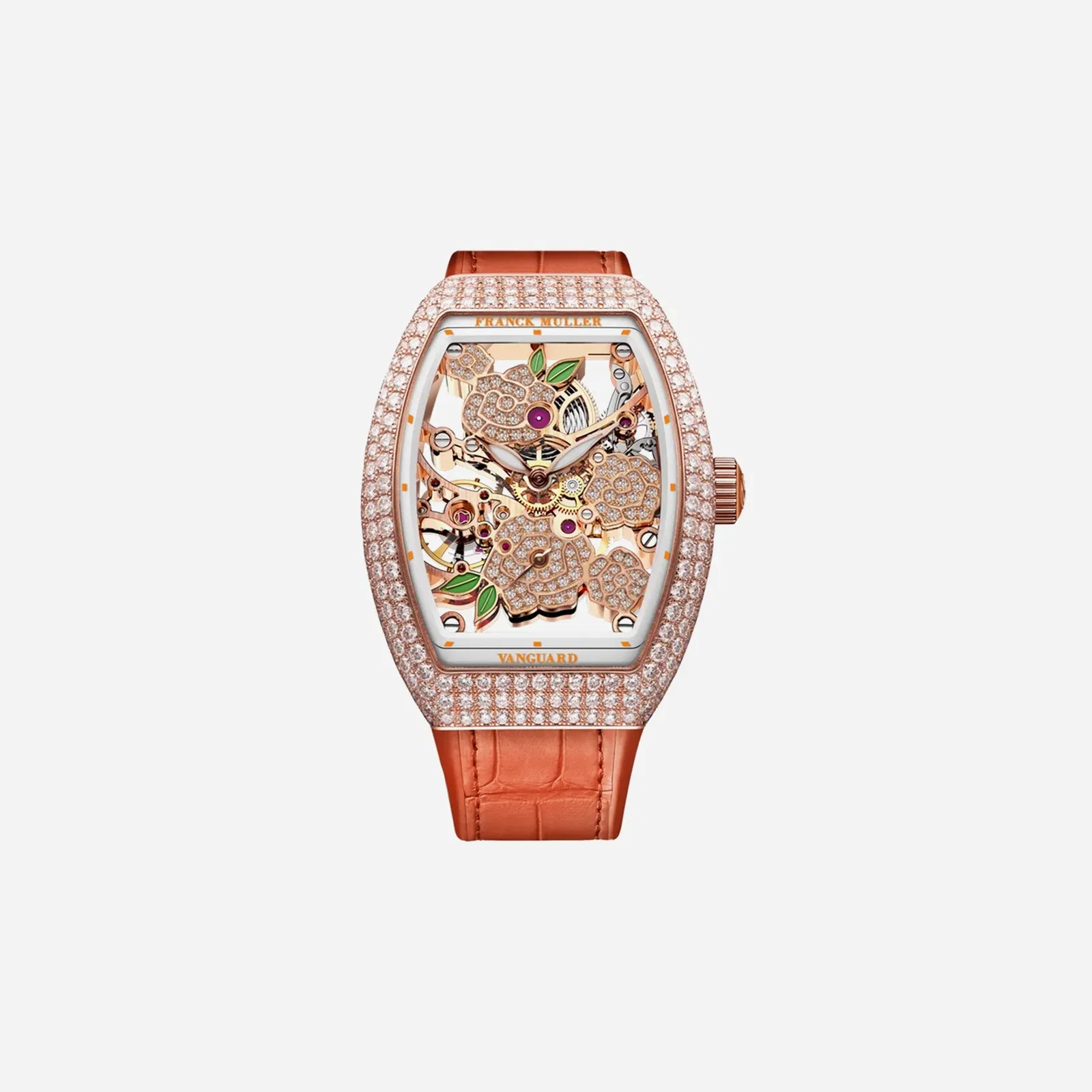 Franck Muller Vanguard Lady Skeleton Dial Leather Strap Watch WMNS - V 32 S6 SQT ROSE D MVT D (OR) 5N