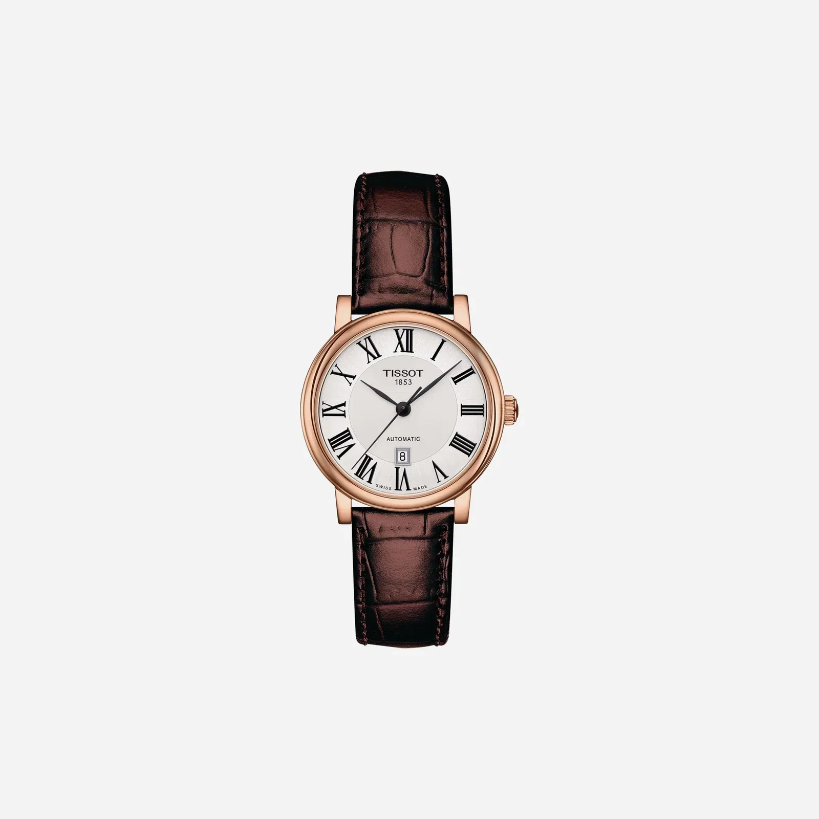 Tissot Carson Premium Automatic lady Leaf Dial Brown Leather Strap Watch