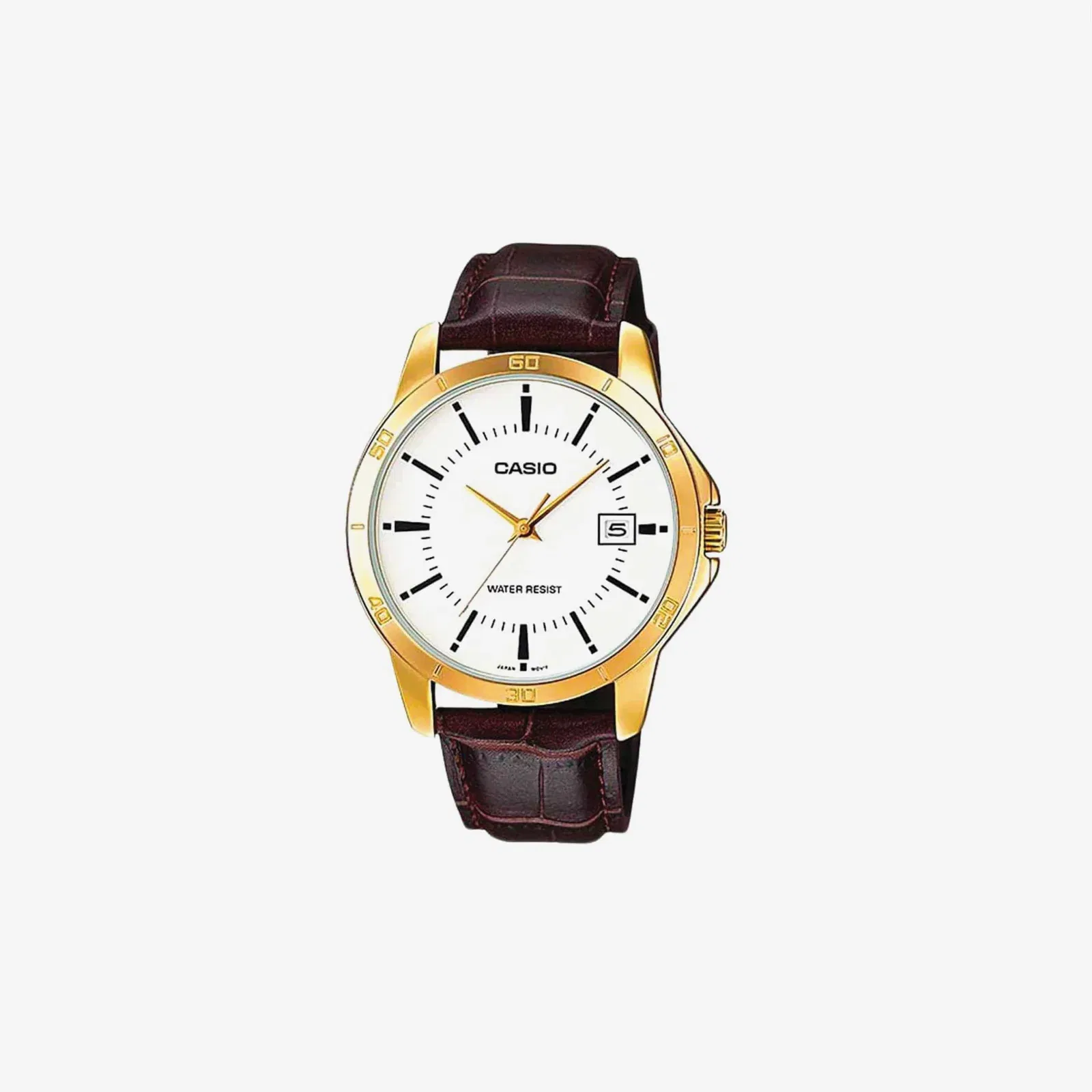 Casio MTP-V004G-7 White Dial Brown Leather Strap Analogue Quartz Watch