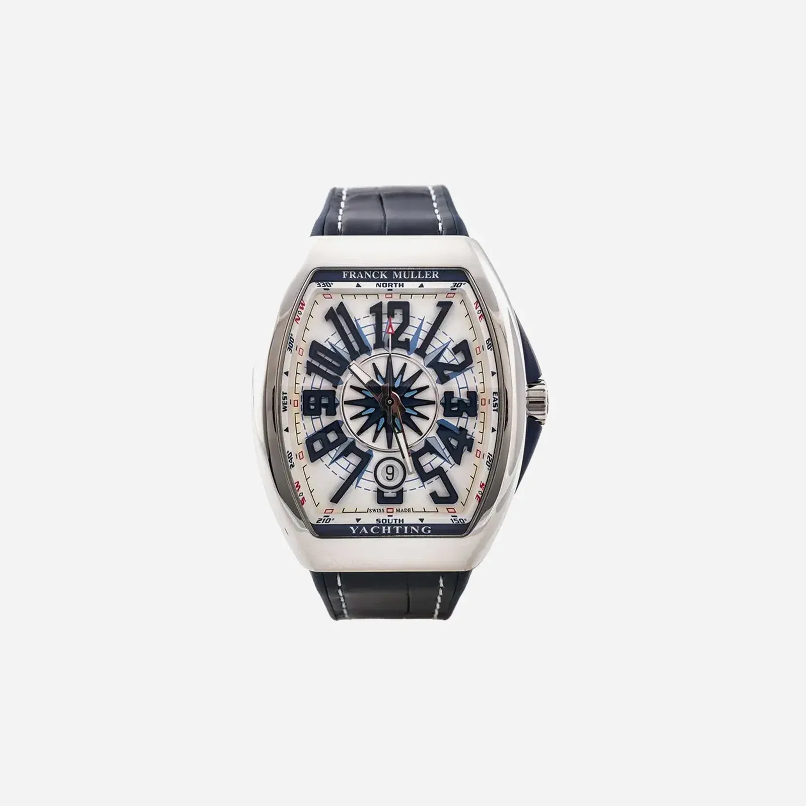 Franck Muller Vanguard Yachting White Dial Leather Strap Watch - AC BL V 41 SC DT YACHTING