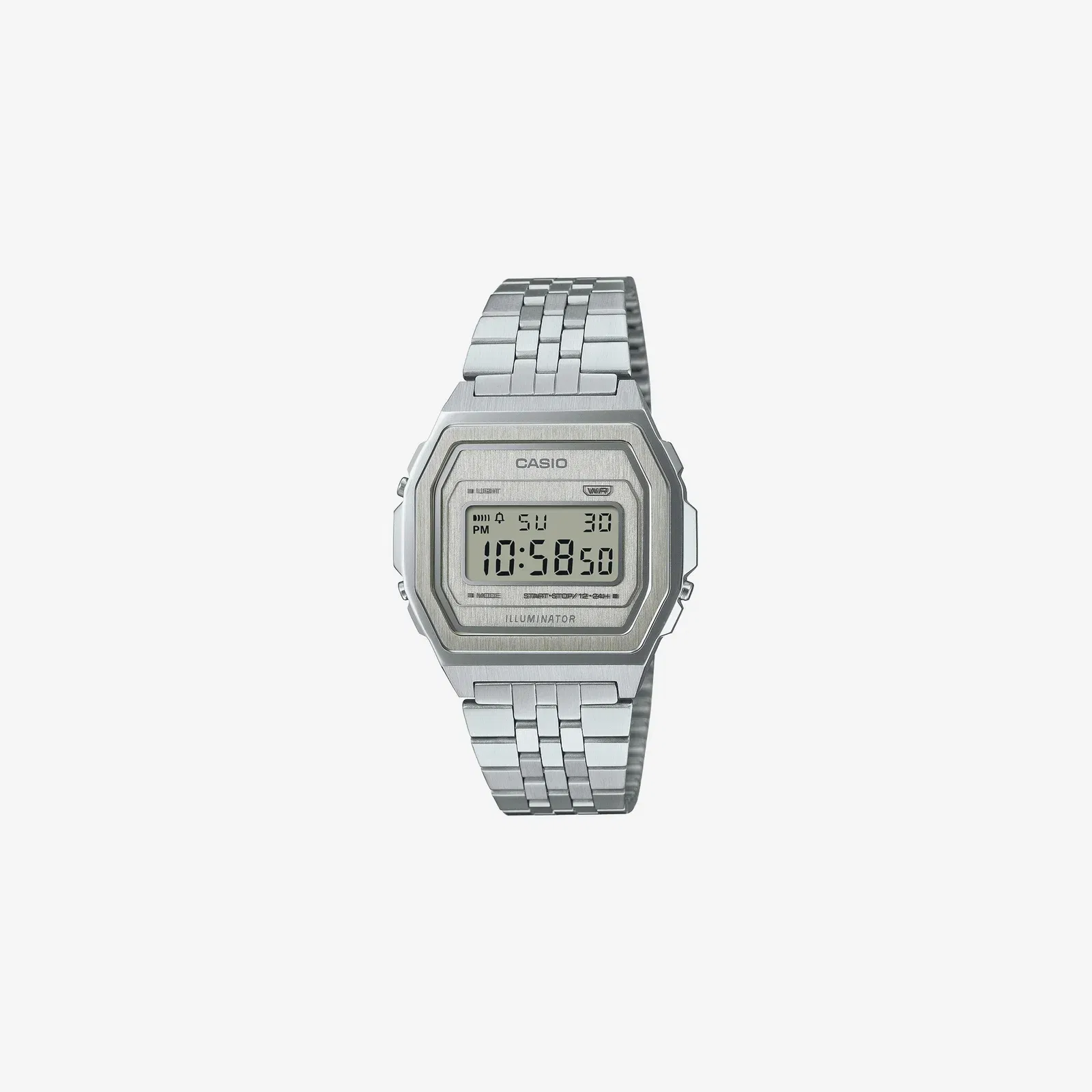 Casio Vintage A1000A-7DF Quartz Silver Dial Digital Stainless Steel Watch