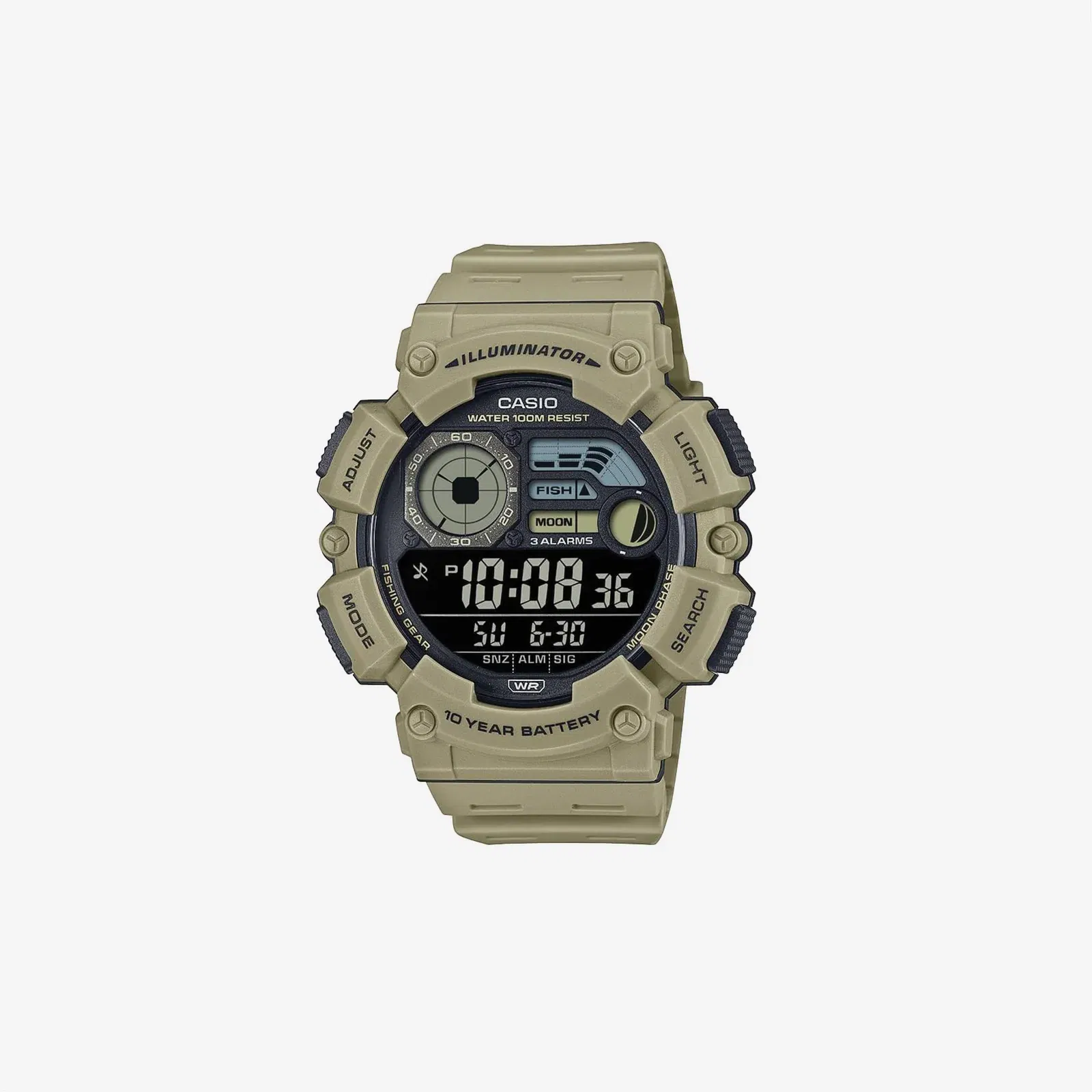 Casio WS1500H Series / Digital Watch / 100M WR / Dual Time / Countdown Timer / LED Light / Moon Phase / Fishing Mode / Auto Calendar / Multi Alarms / 1/100 SEC Stopwatch