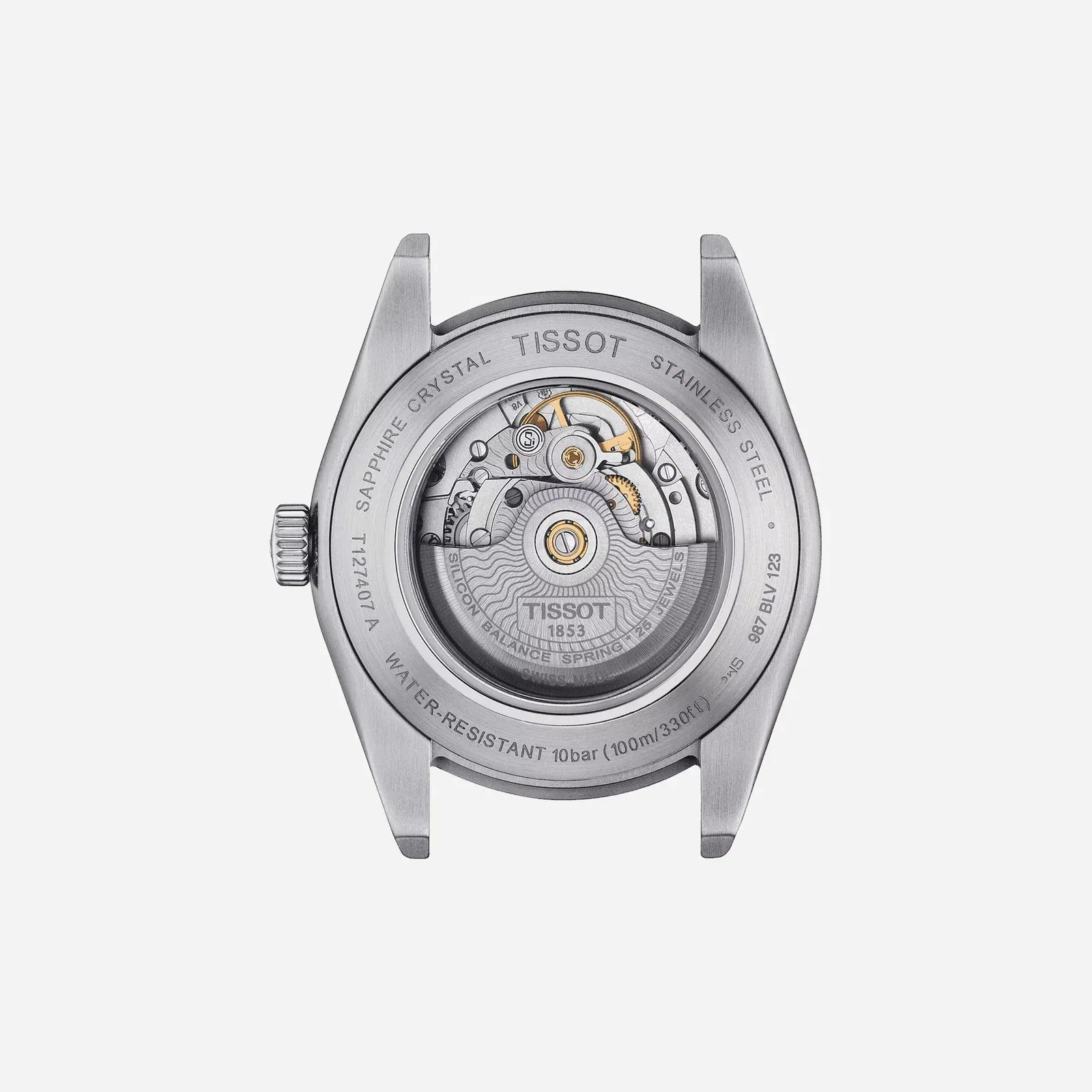 Tissot Gentleman Powermatic 80 Silicium Dauphine Dial Black Leather Strap Watch