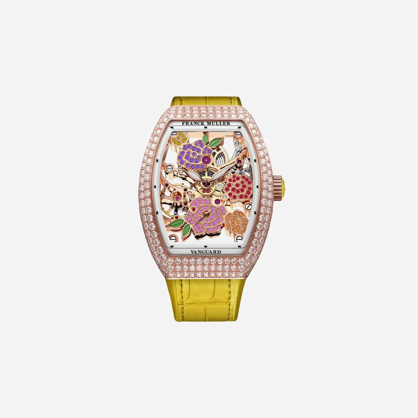 Franck Muller Vanguard Lady Skeleton Dial Leather Strap Watch WMNS - V 32 S6 SQT ROSE COL DRM D MVT D (JA) 5N