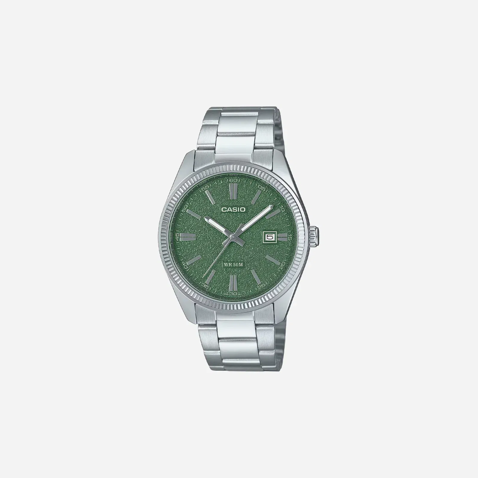 Casio Enticer Analog Green Dial Quartz MTP-1302DA-3AV Stainless Steel Watch
