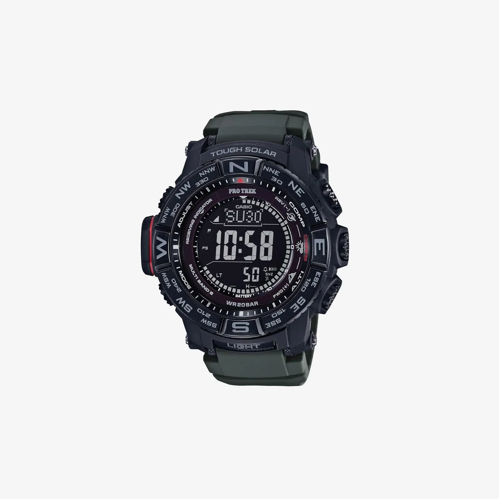 Casio PRW3500 Series / Pro Trek / 100M WR / Compass / Alt/Baro-Thermo / Tough Solar Power / Atomic Timekeeping / 1-100 SEC Stopwatch / Countdown Timer / World Time