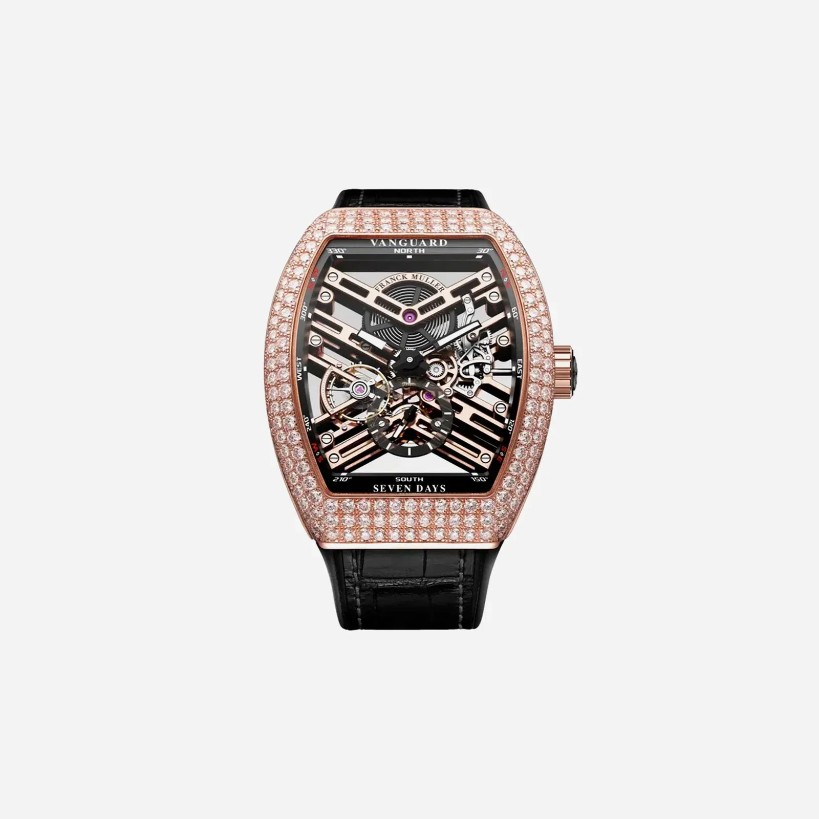 Franck Muller Vanguard Skeleton Dial Leather Strap Watch - V 45 S6 SQT D (NR)