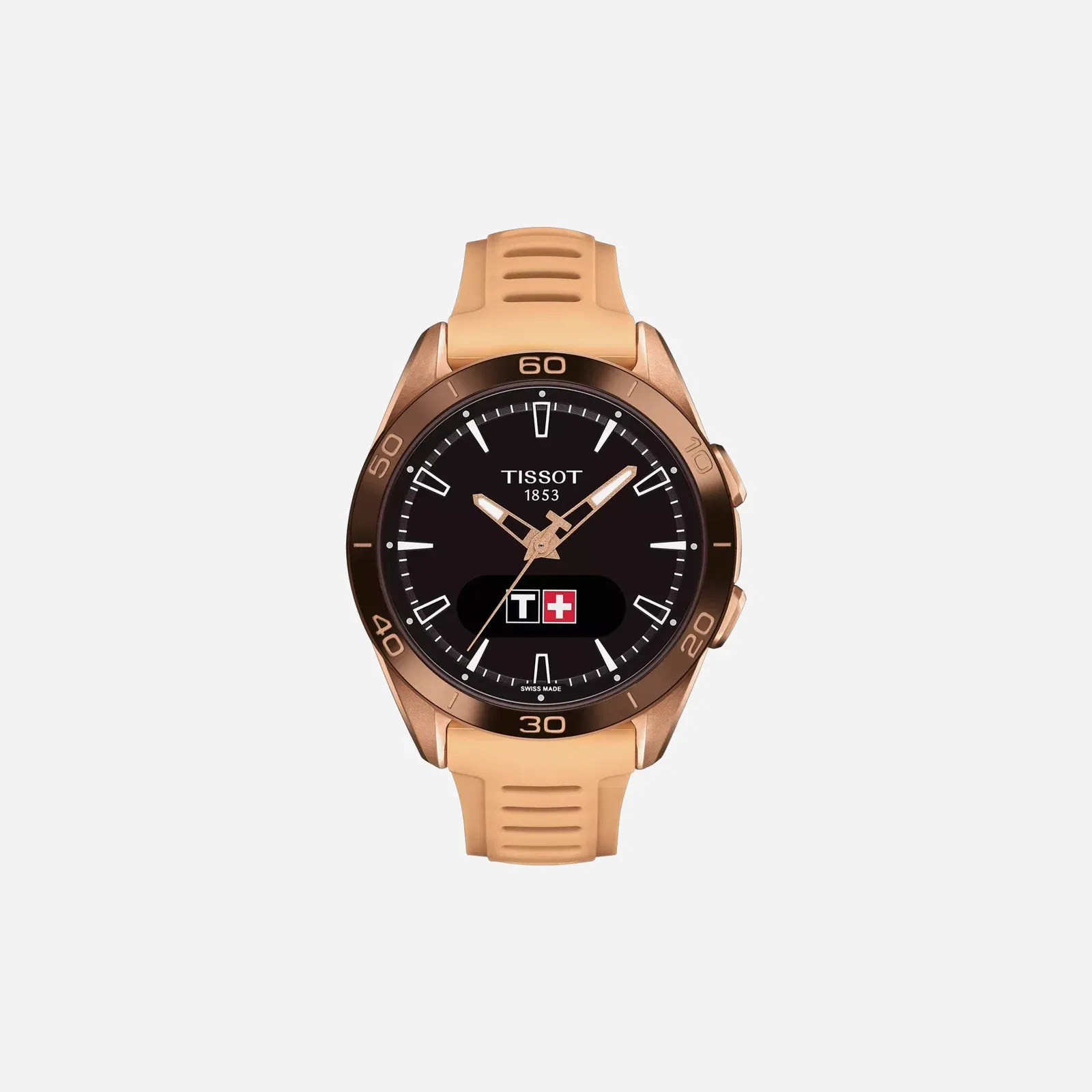 Tissot T-Touch Connect Sport Black Dial Beige Silicone Strap Watch
