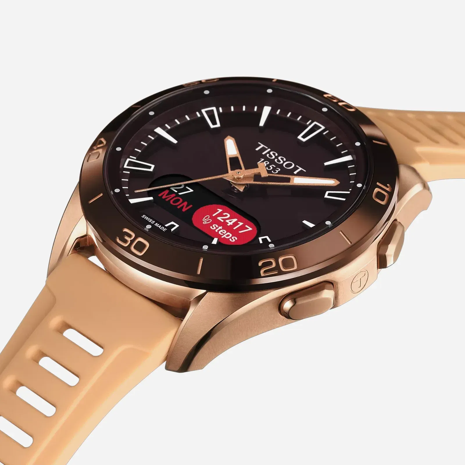 Tissot T-Touch Connect Sport Black Dial Beige Silicone Strap Watch