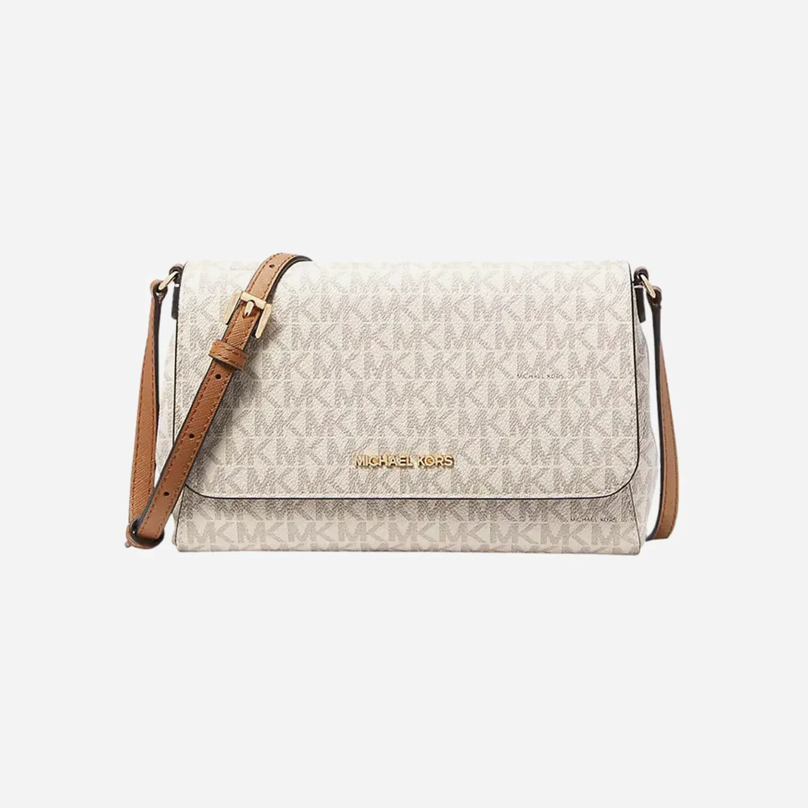 Michael Kors Jet Set Medium Signature Logo Crossbody Bag Vanilla