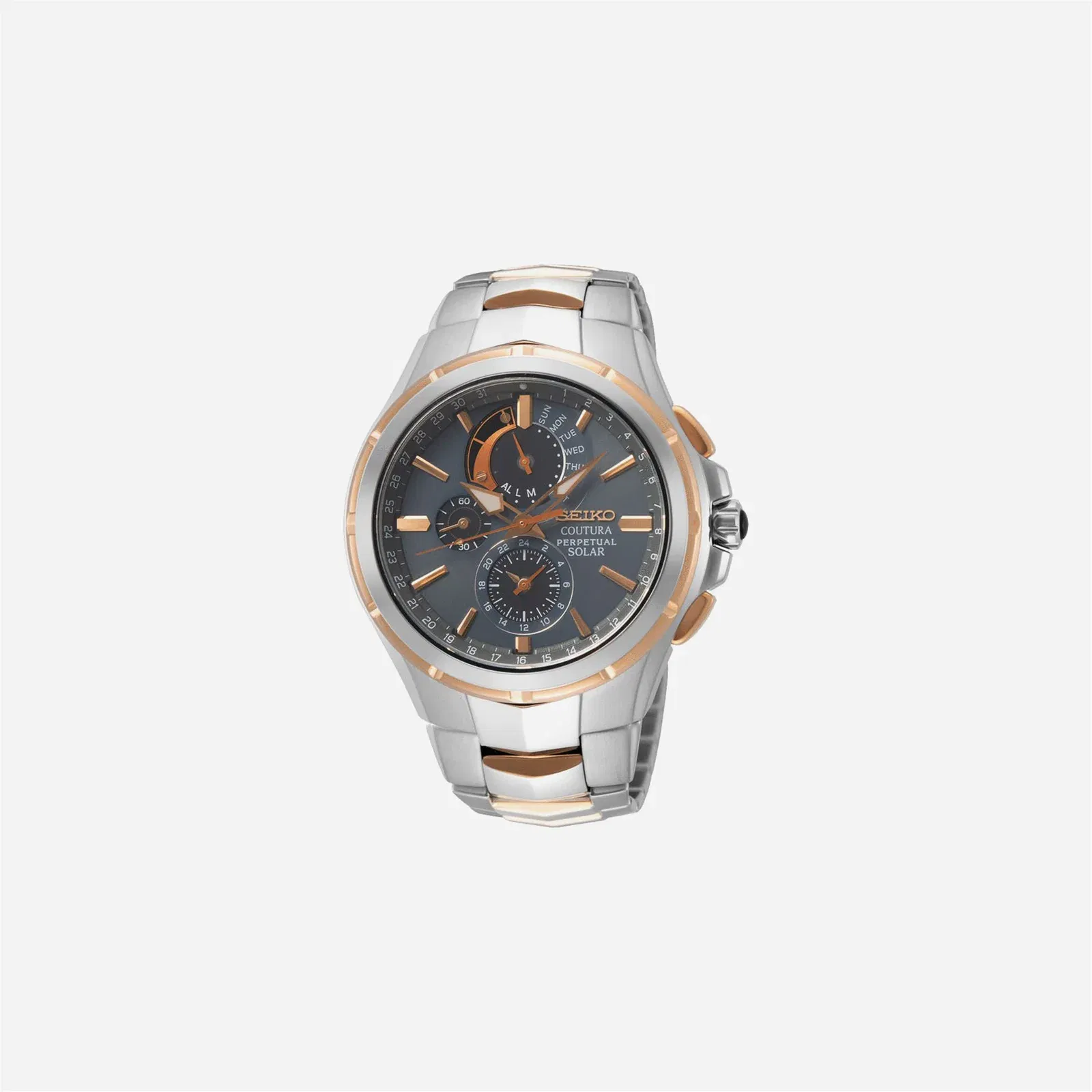 Seiko Coutura Perpetual Solar Watch Solar Powered Dial Stainless Steel Watch Rose Gold PVD - SSC788P9