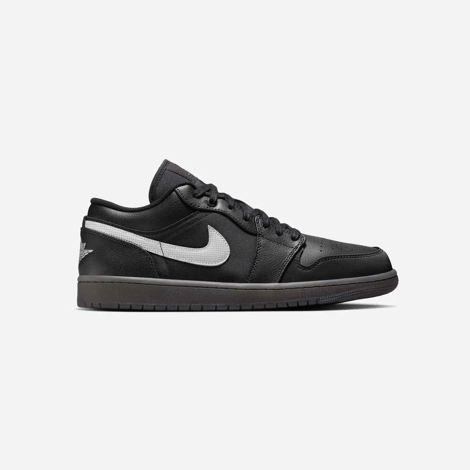 Nike Air Jordan 1 Low Black White Dark Smoke Grey Reflective Swoosh
