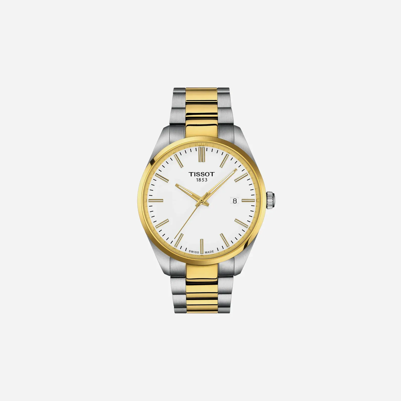 Tissot PR 100 40 mm White Dial Silver & Yellow Gold PVD Watch