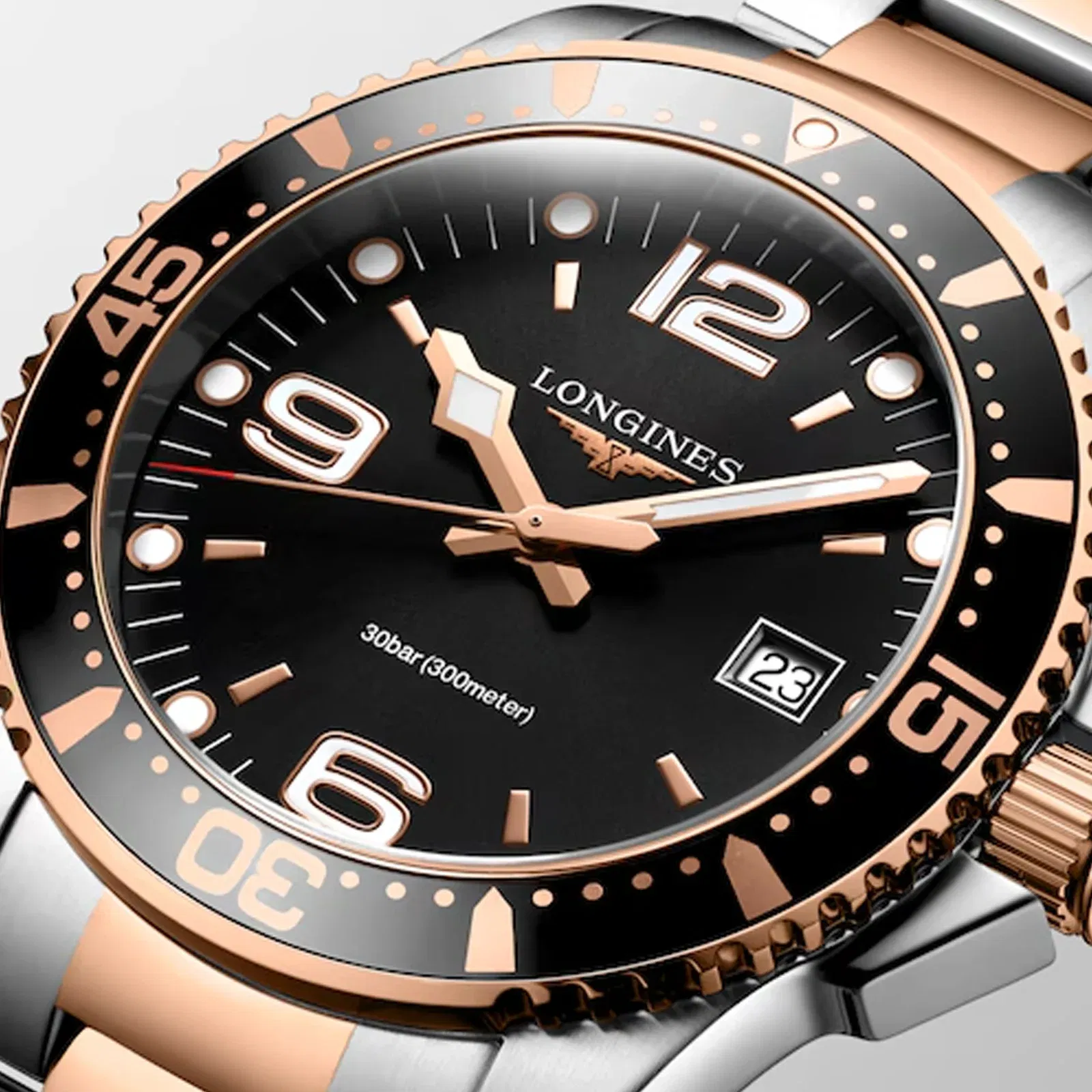 Longines Hydroconquest Sunray Black Dial Stainless Steel Quartz Watch L3.740.3.58.7