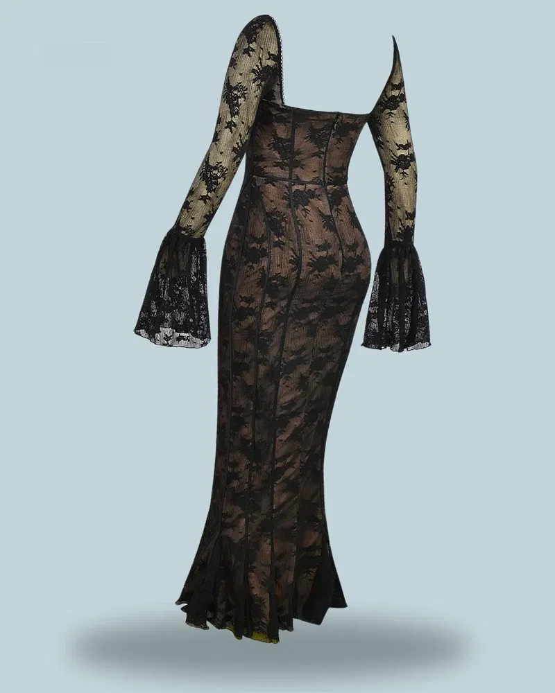 HOUSE OF CB Delilah Long Sleeve Lace Maxi Dress