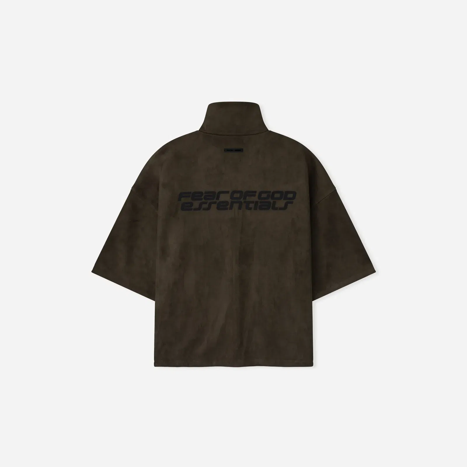 Fear of God Essentials Suede Fleece High Neck 3/4 Sleeve Jacket Brown