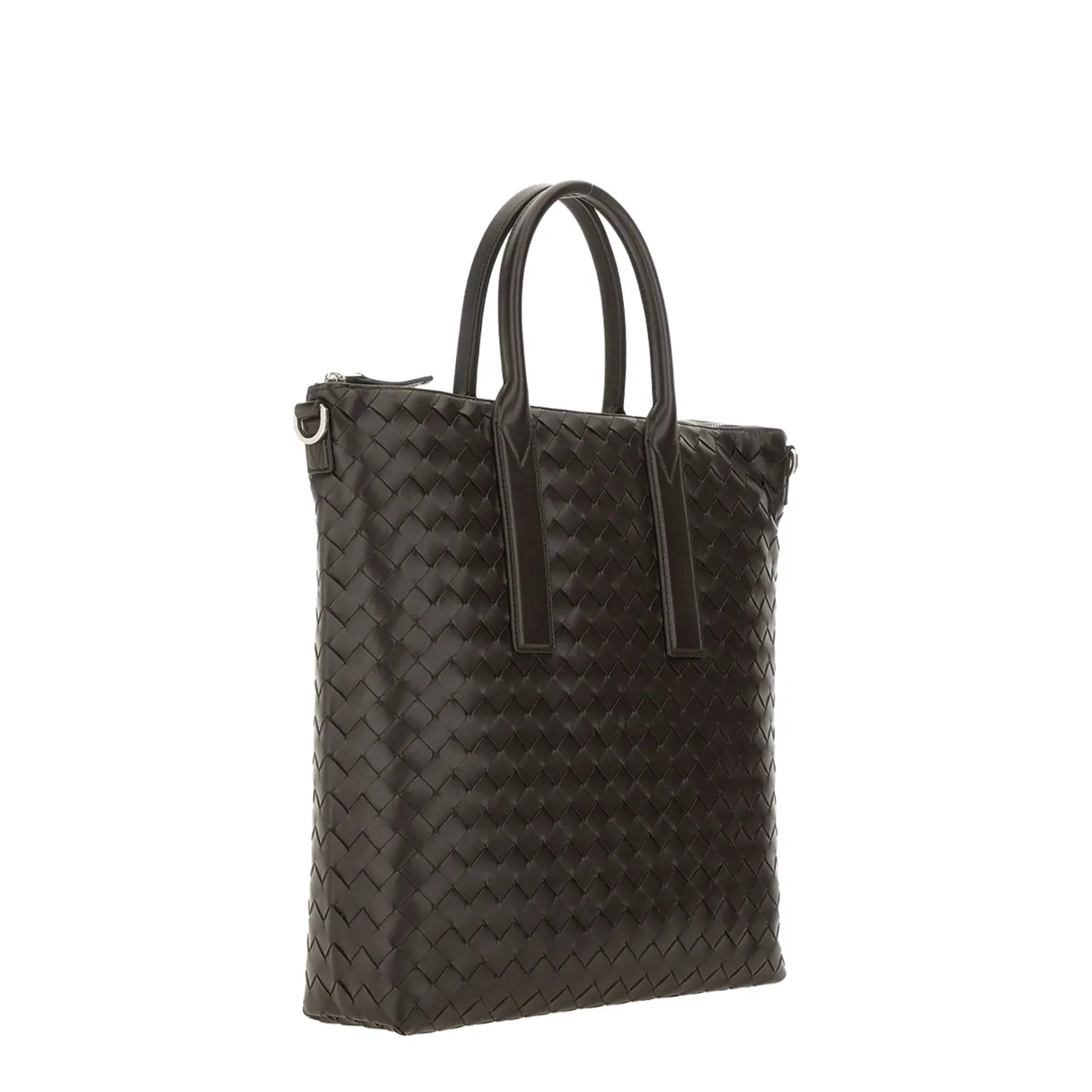 Intrecciato Leather Tote Bags - Black