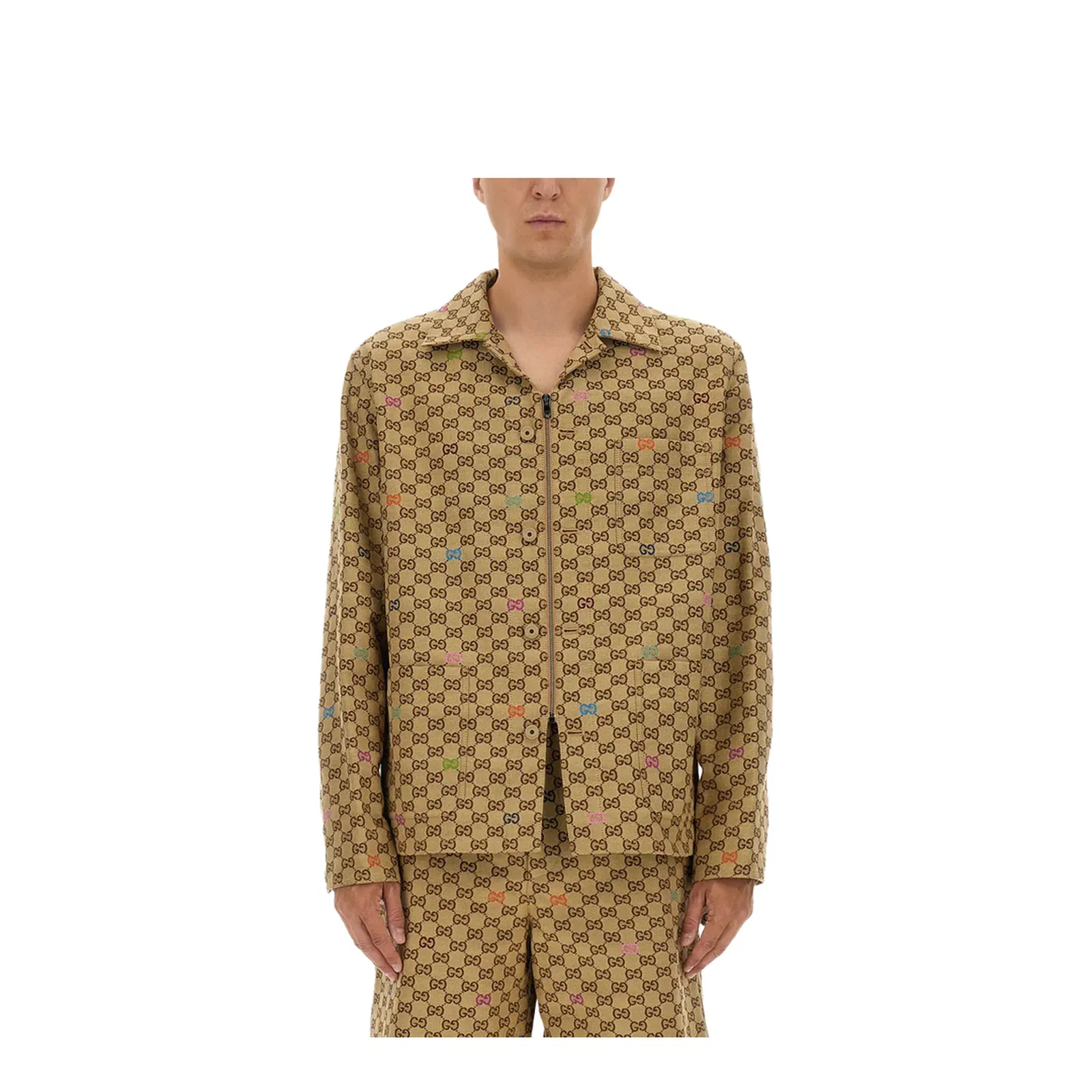 Canvas Jacket in Camel and Dark Brown