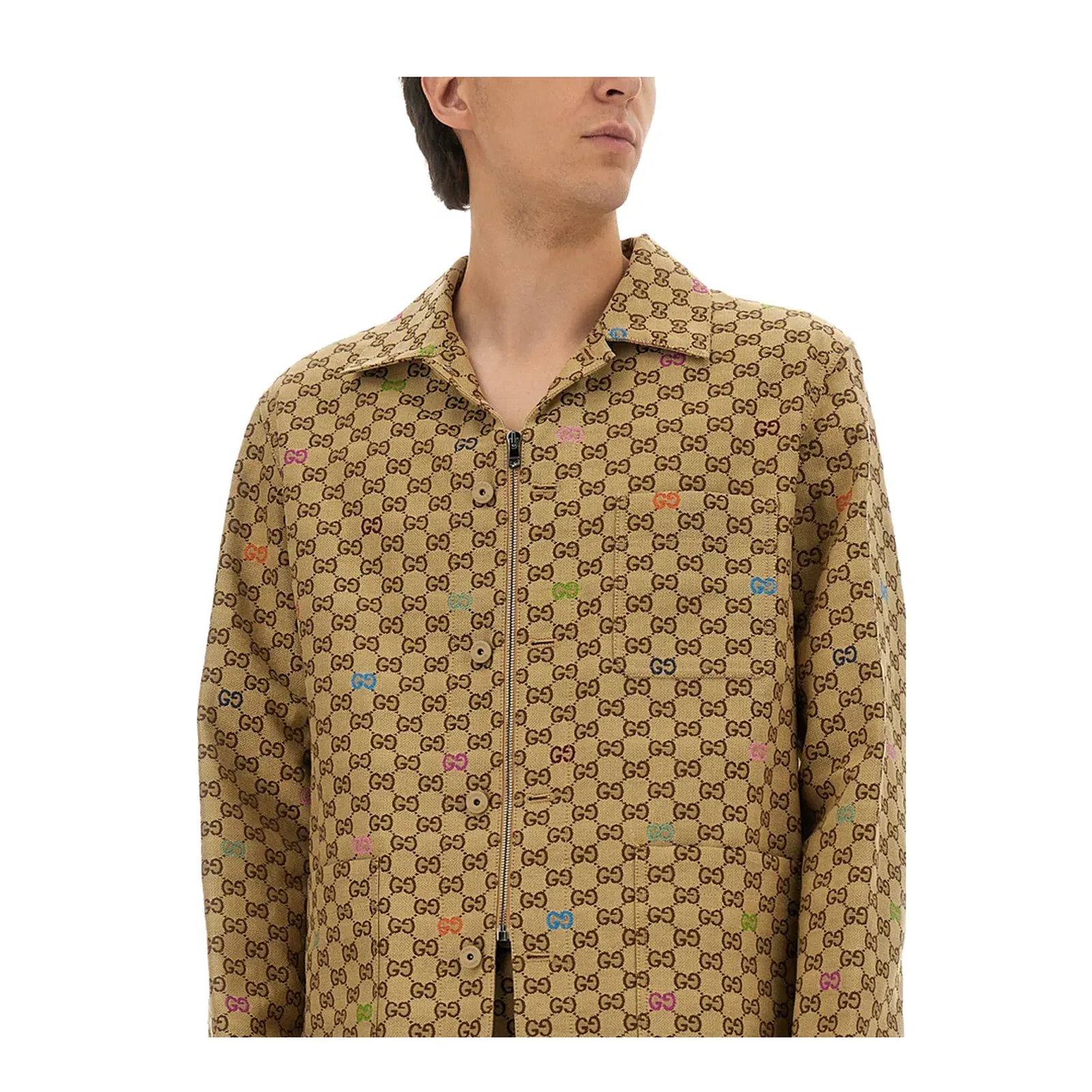 Canvas Jacket in Camel and Dark Brown