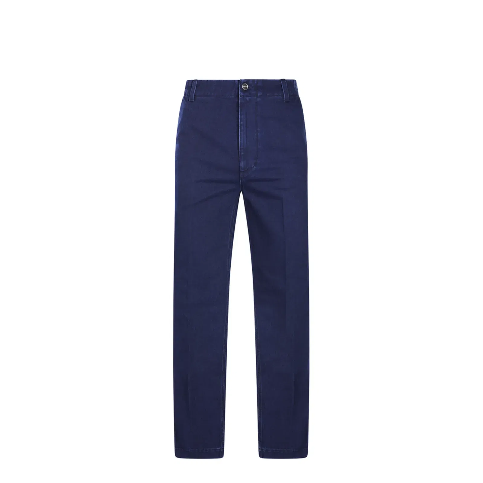 Washed Denim Pant with Embossed Label in Dark Blue