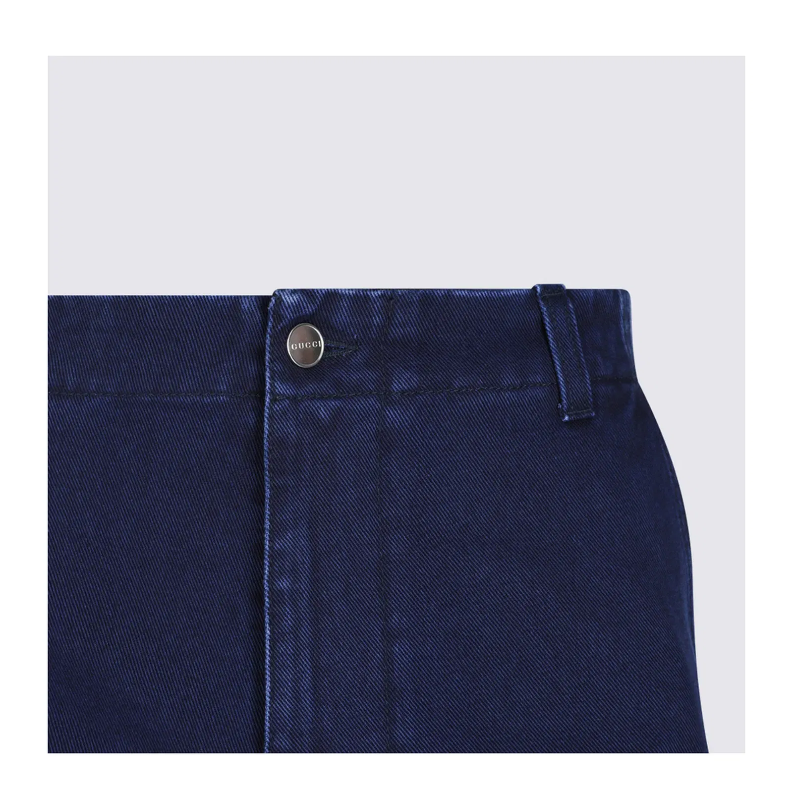 Washed Denim Pant with Embossed Label in Dark Blue