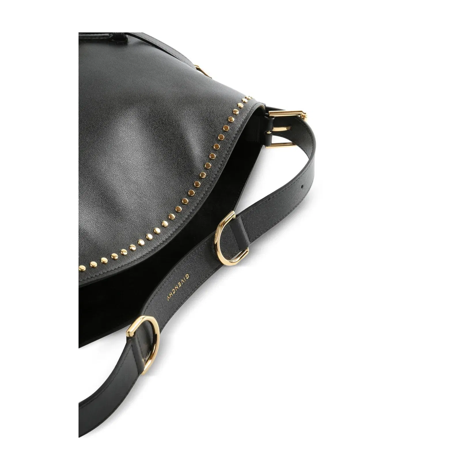 Voyou Studded Buckle Medium Shoulder Bag - Black