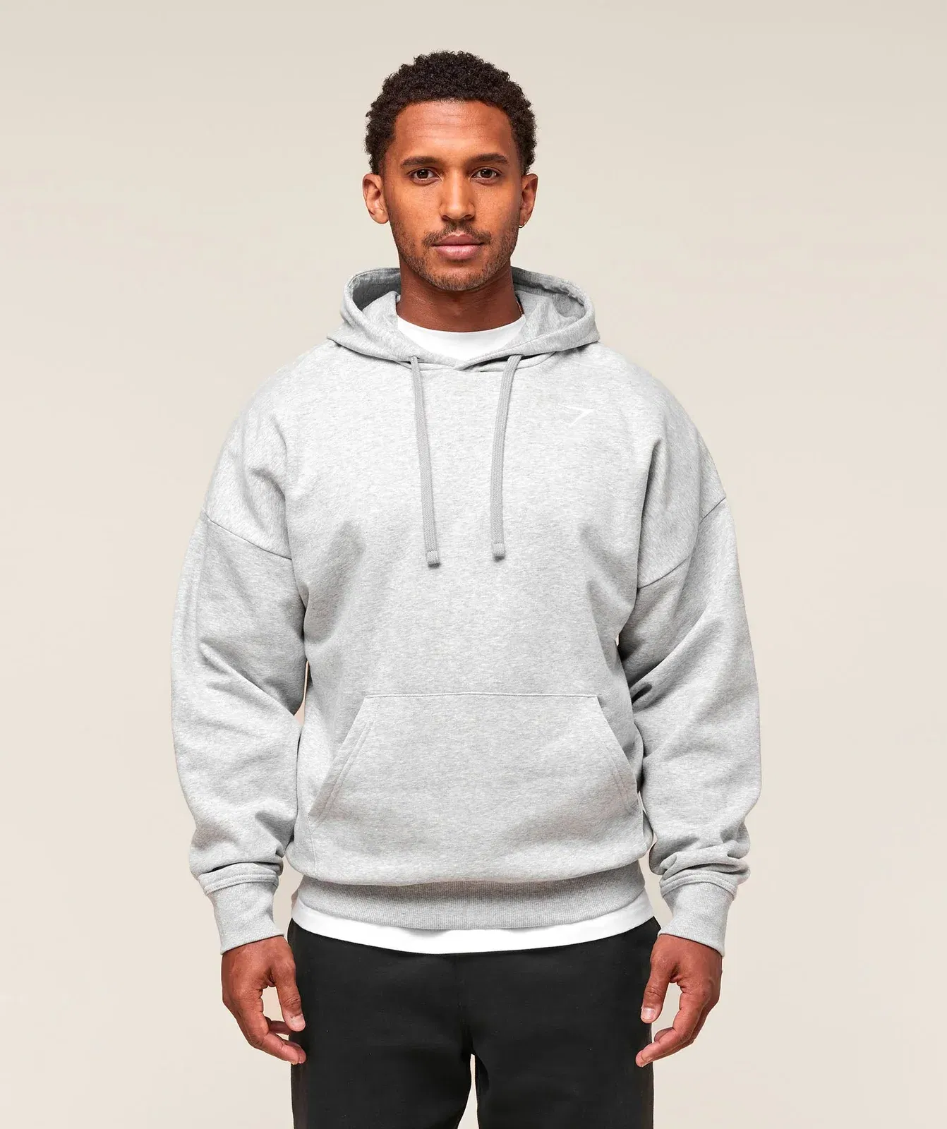 Gymshark Crest Oversized Hoodie - Light Grey Marl