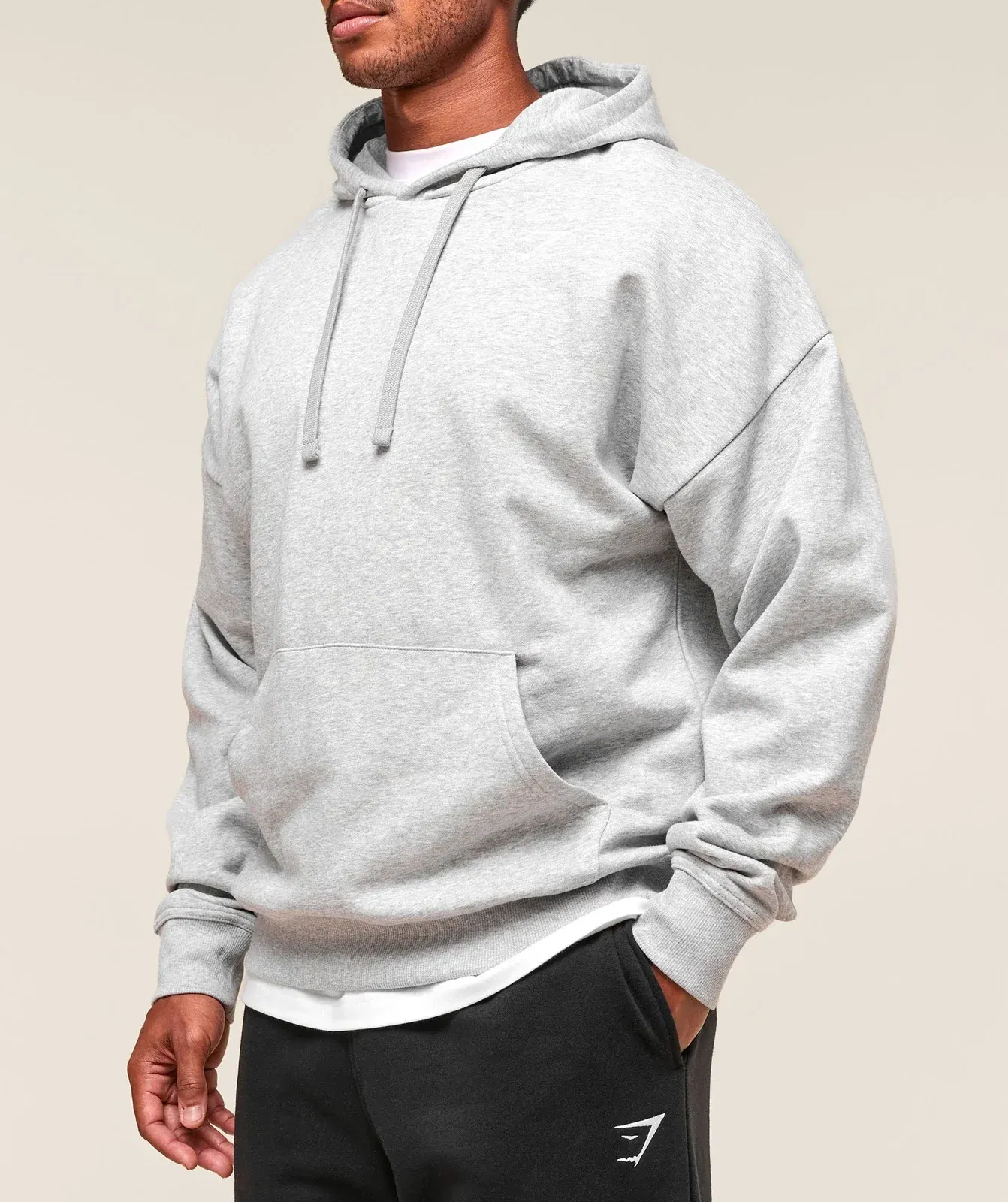 Gymshark Crest Oversized Hoodie - Light Grey Marl