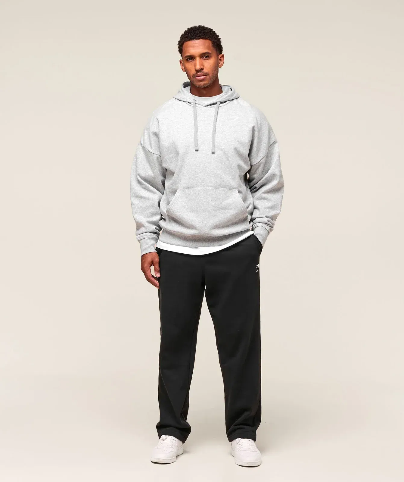 Gymshark Crest Oversized Hoodie - Light Grey Marl