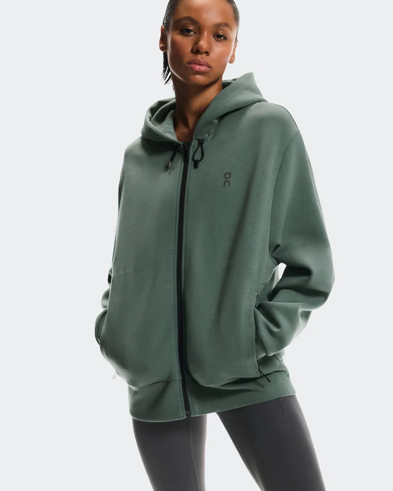 On Focus Tech Zip Hoodie Olive