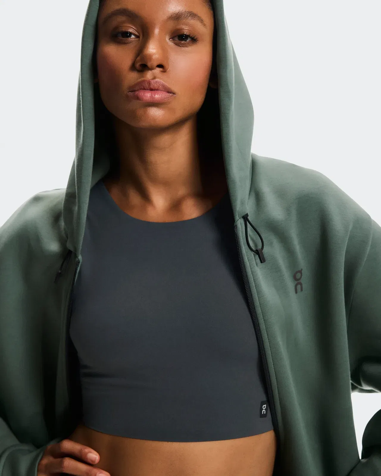 On Focus Tech Zip Hoodie Olive