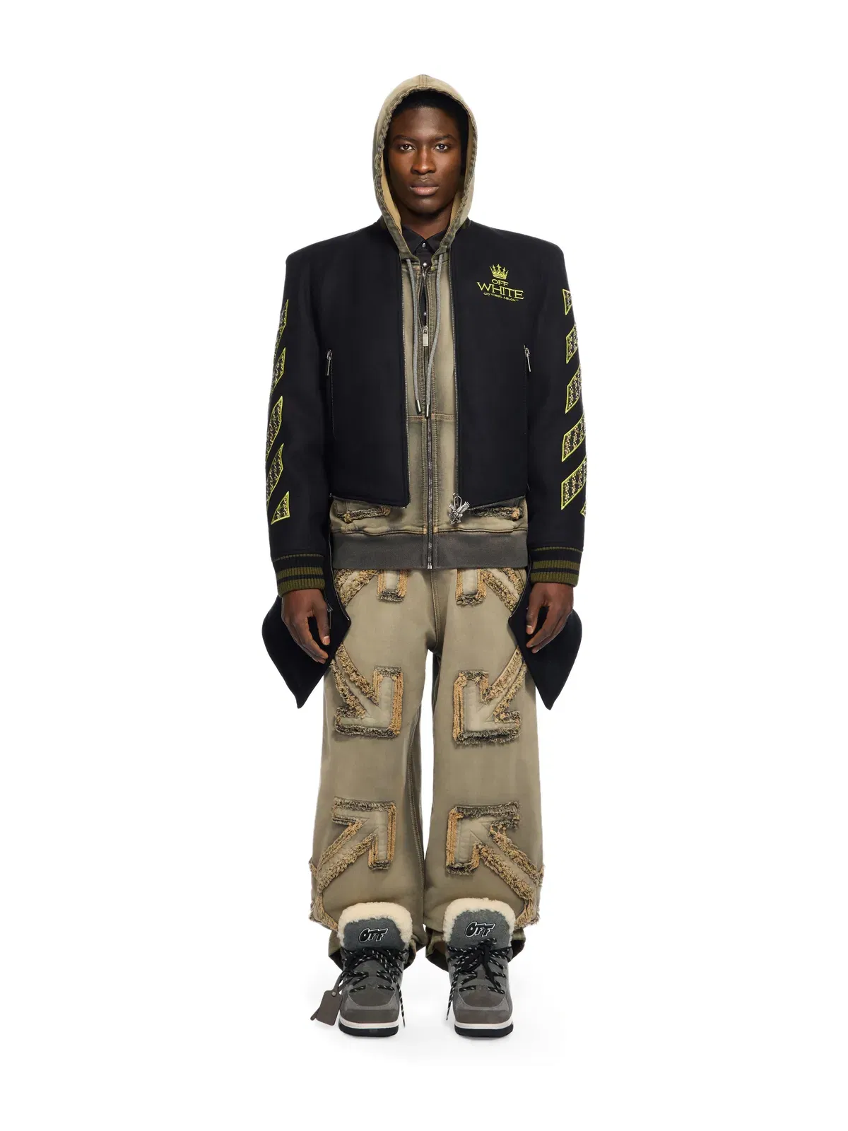 Off White Eagle Wool Twill Varsity Coat