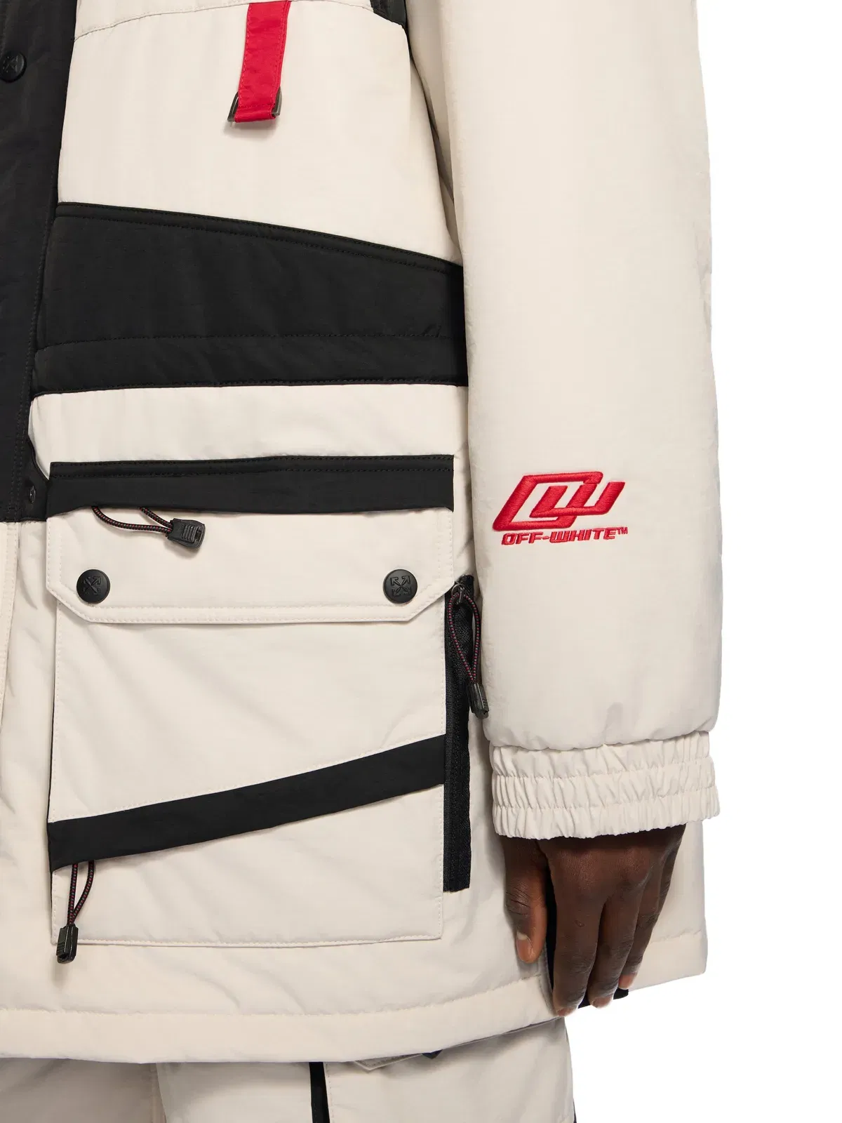 Off White Sporty Color Block Parka
