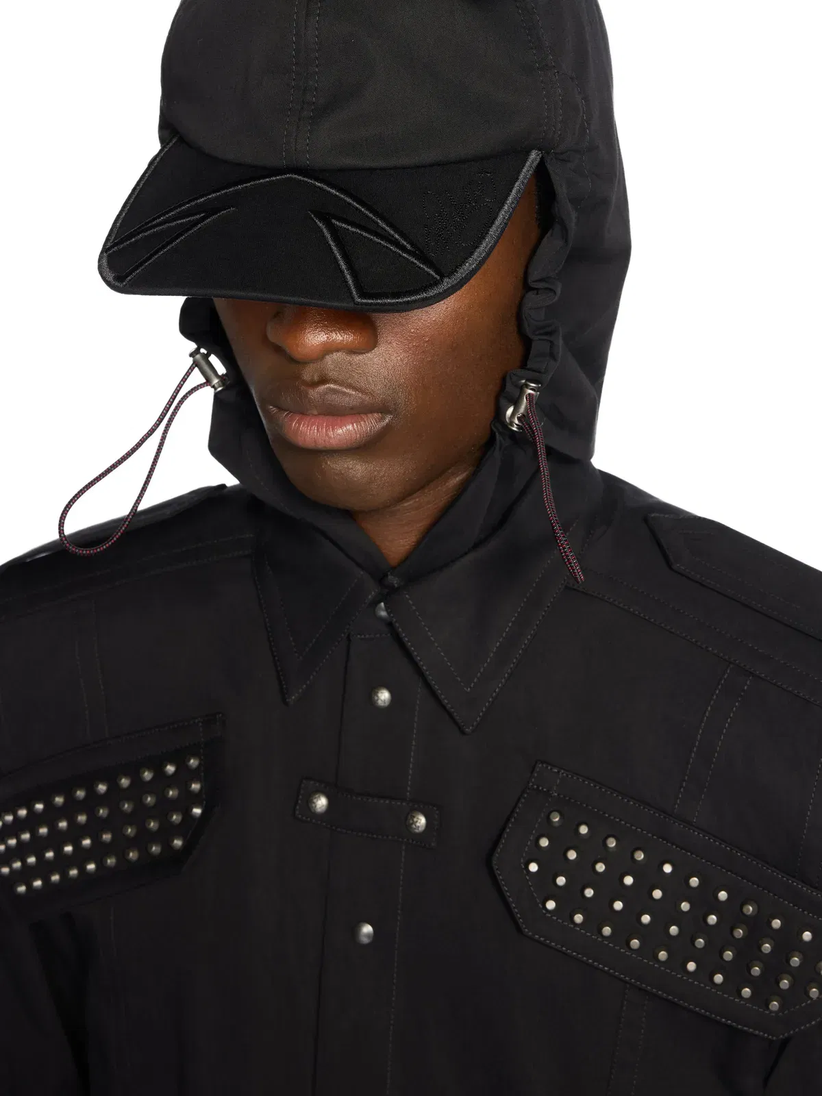 Off White Studded Hooded Visor Arrow