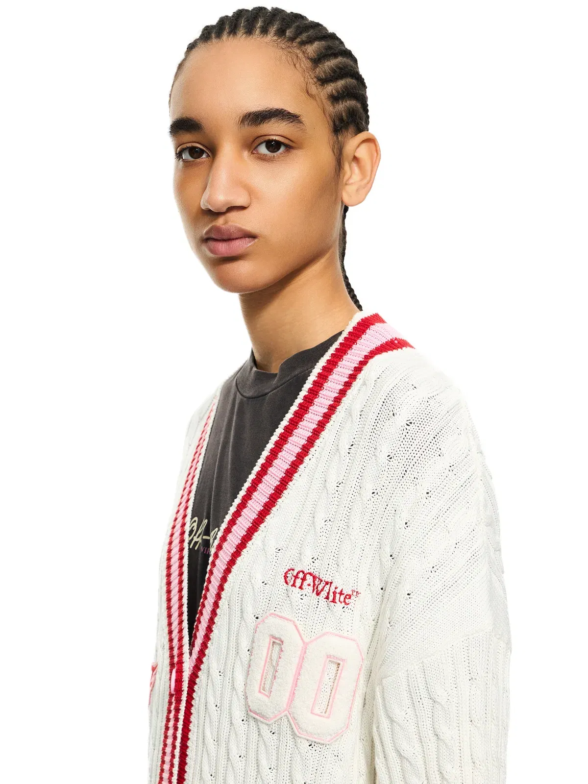 Off White College Patch Cable Cardigan