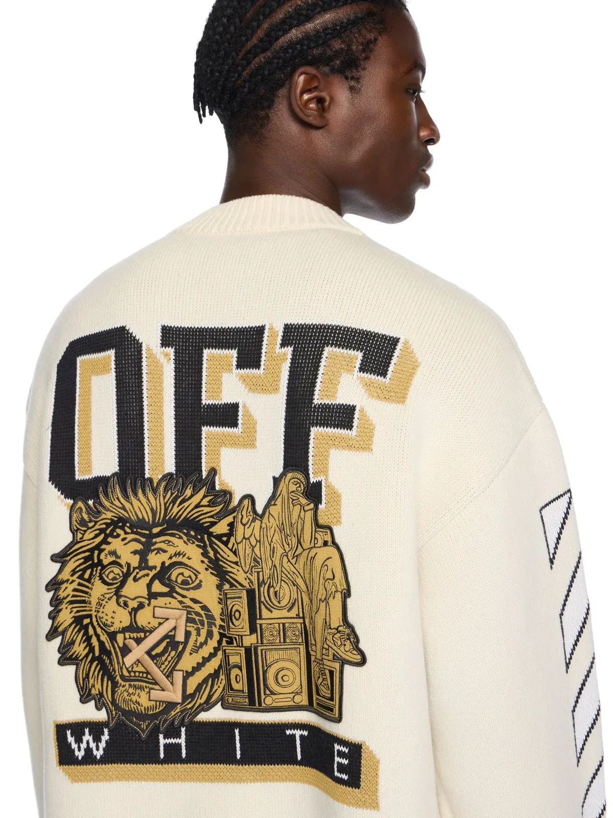 Off White Lion Varsity Knit Cardigan