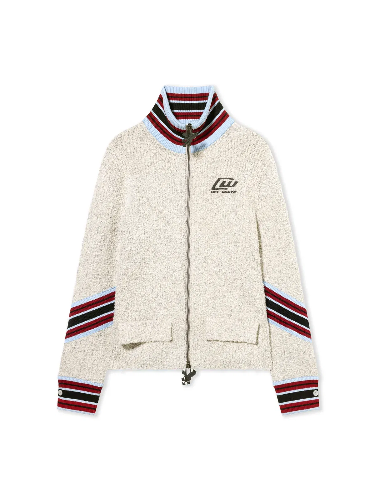 Off White Boucle Zip Cardigan