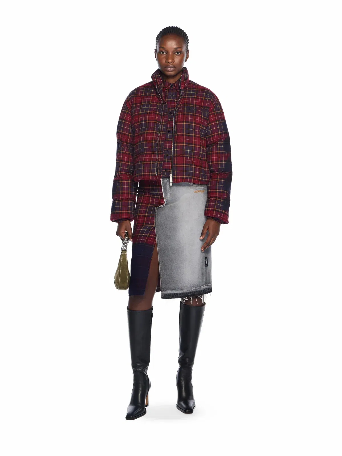 Off White Arrow Spray Check Puffer