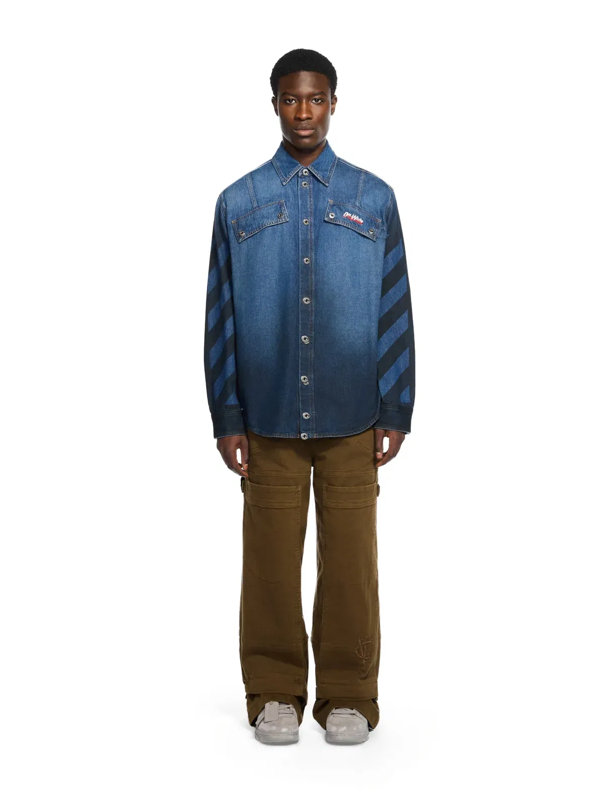 Off White Spray Diagonal Denim Shirt