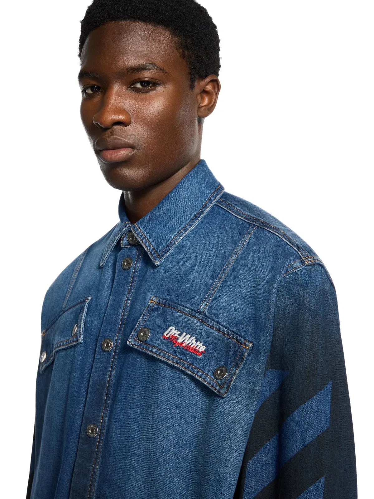 Off White Spray Diagonal Denim Shirt