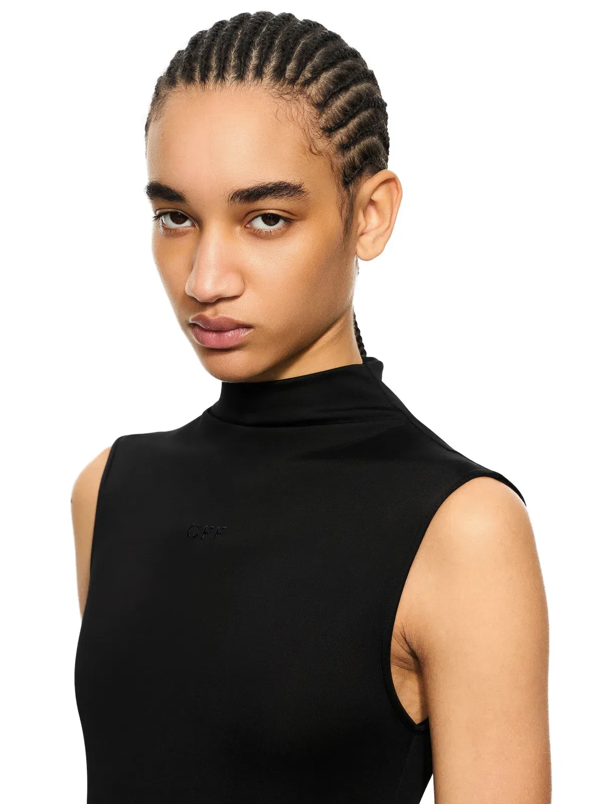 Off White Fluid Sleeveless Midi Dress