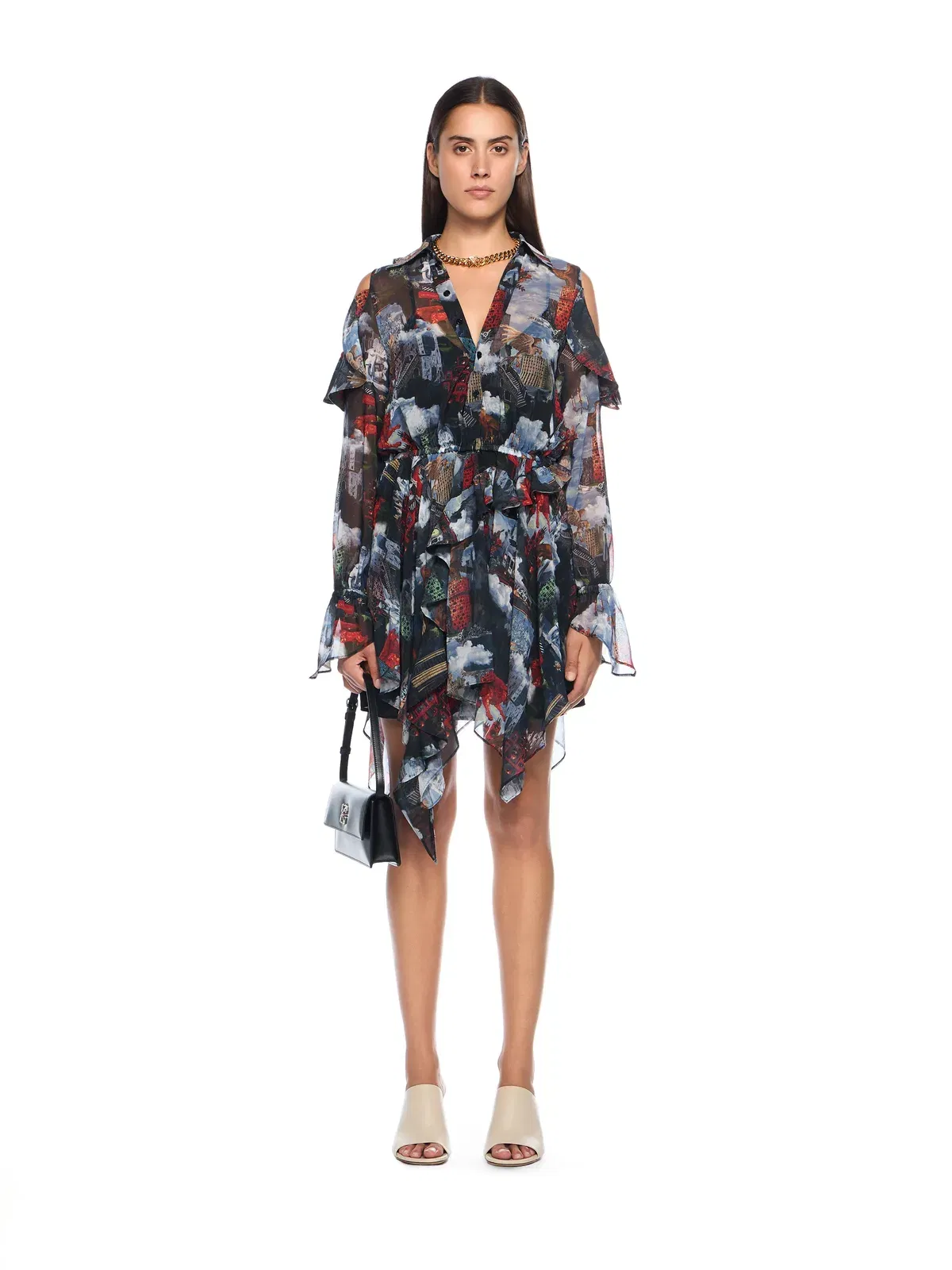 Off White World Paint Geo Romantic Dress
