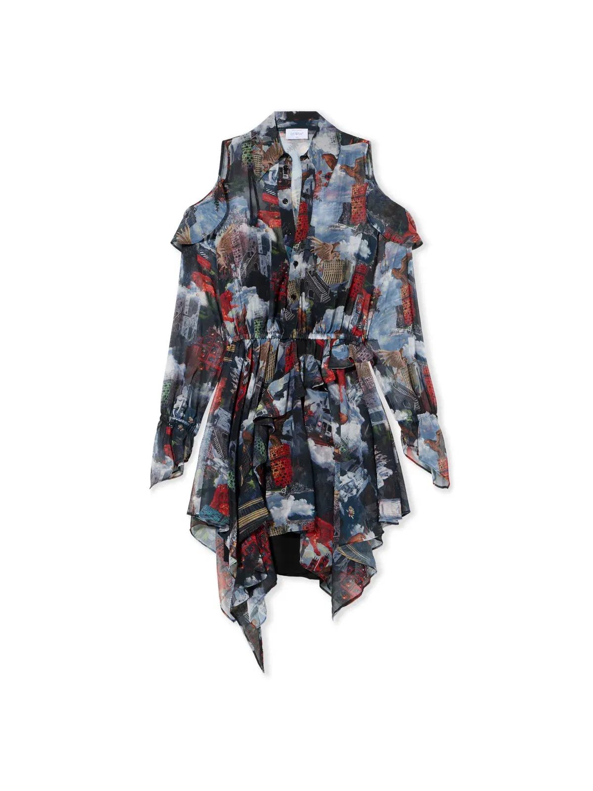 Off White World Paint Geo Romantic Dress